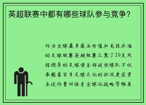 英超联赛中都有哪些球队参与竞争？