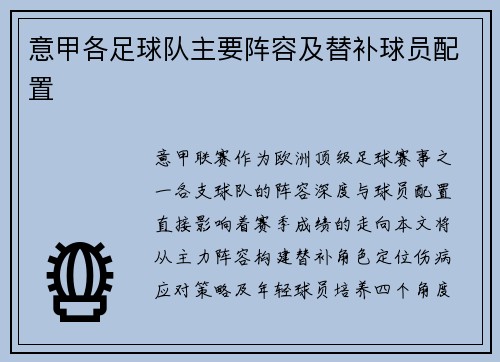 意甲各足球队主要阵容及替补球员配置